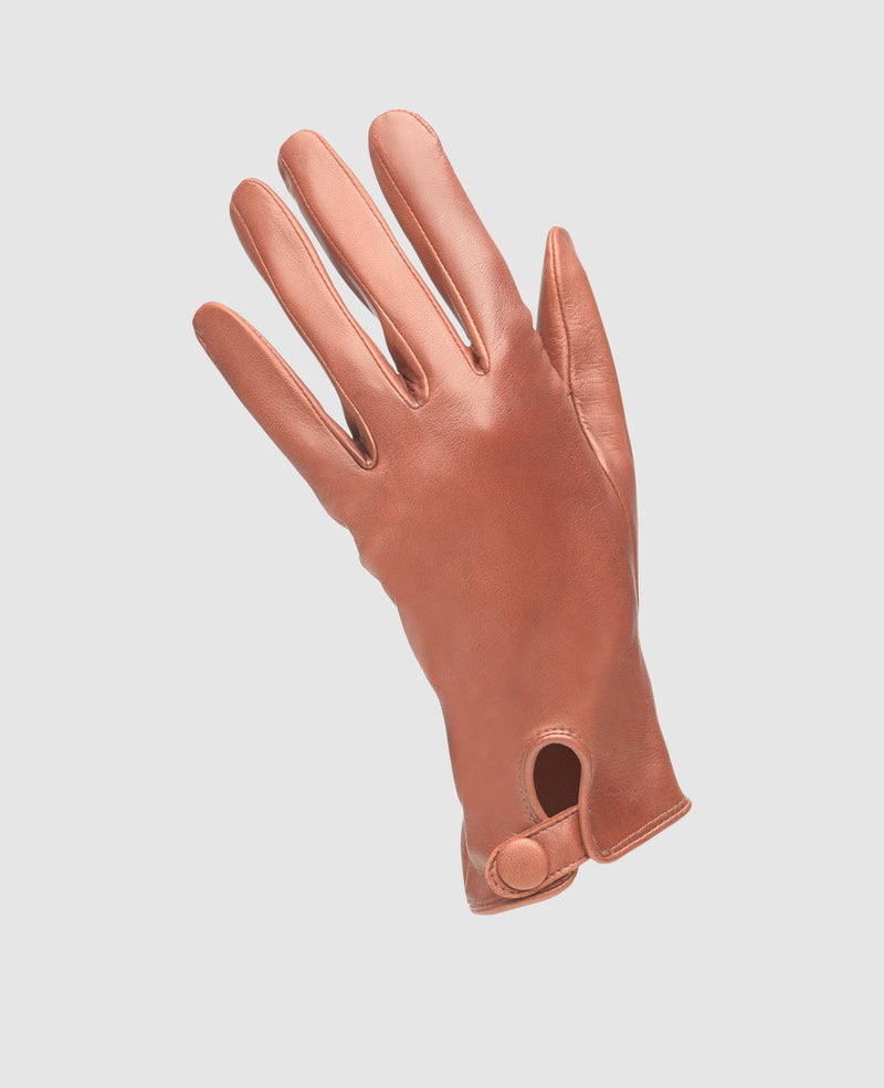 Gants à bouton pression - Marron rouge