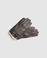 Gants en cuir avec manchette - Marron foncé