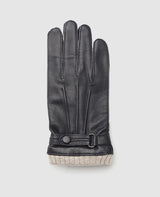 Gants en cuir avec manchette - Bleu foncé