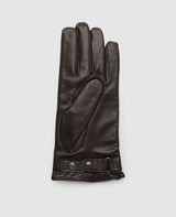 Gants cuir avec couture - Marron foncé