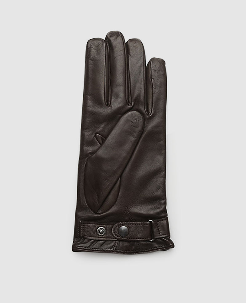 Gants cuir avec couture - Marron foncé