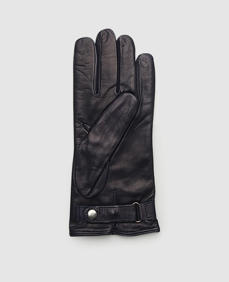 Gants cuir avec couture - Bleu foncé